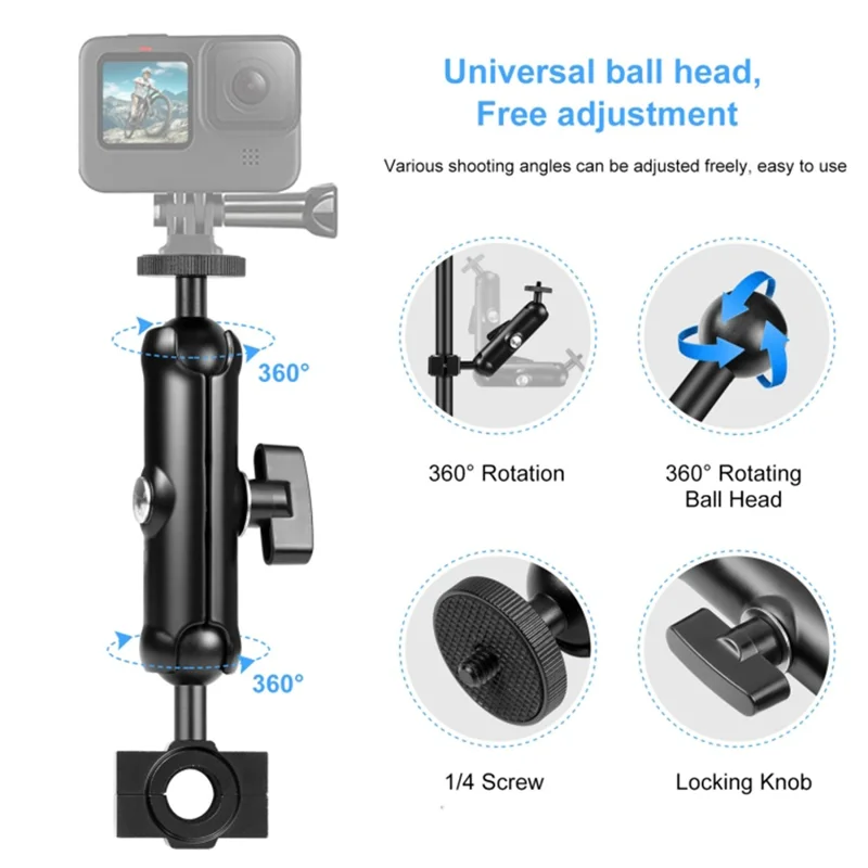 PULUZ PU703B For GoPro Action Camera Motorcycle Bike Rearview Mirror Mount Aluminum Alloy O-Type Bracket