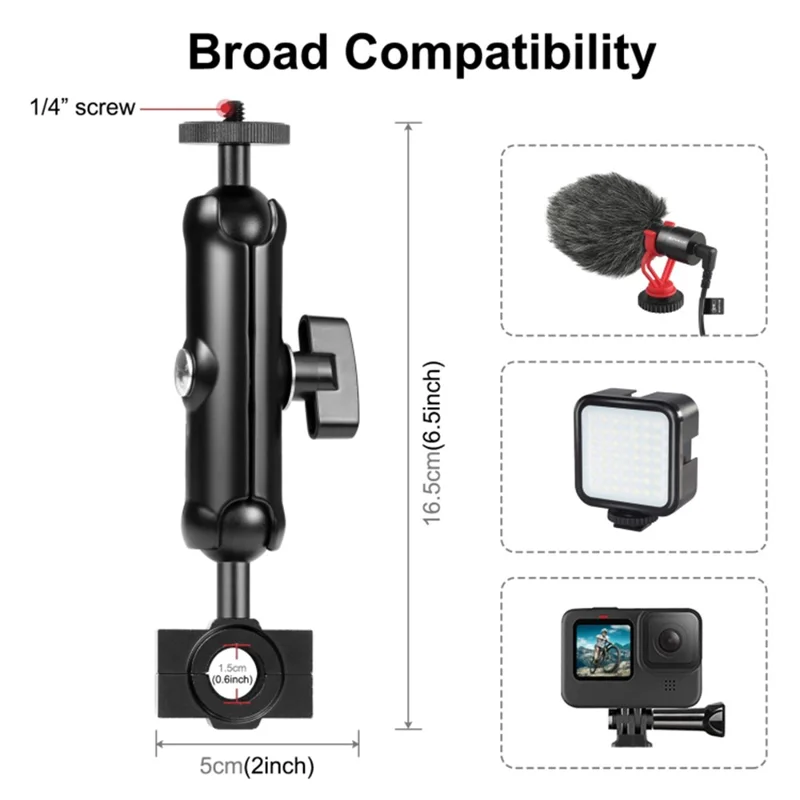 PULUZ PU703B For GoPro Action Camera Motorcycle Bike Rearview Mirror Mount Aluminum Alloy O-Type Bracket