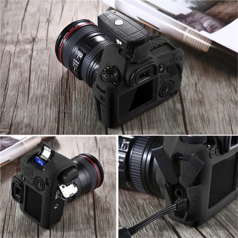 PULUZ PU7101 Camera Silicone Protective Case for Canon EOS 6D Full Body Protective Cover - Black