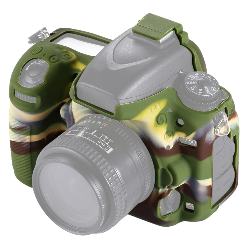 PULUZ PU7103 Camera Case for Nikon D750 Soft Silicone Protective Cover Housing Skin - Camouflage