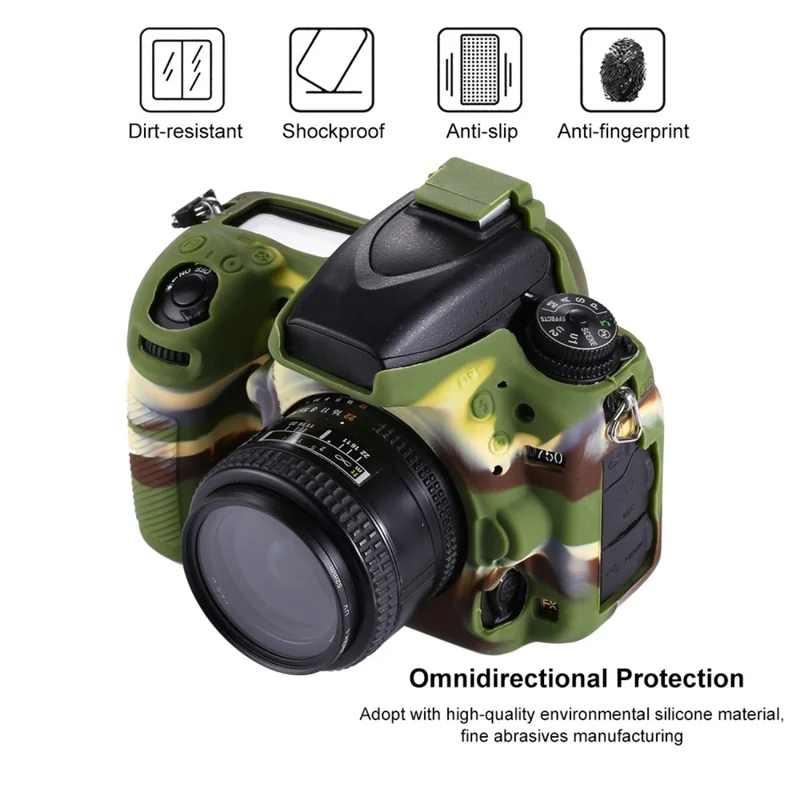 PULUZ PU7103 Camera Case for Nikon D750 Soft Silicone Protective Cover Housing Skin - Camouflage