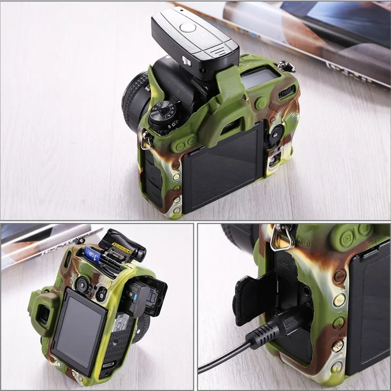 PULUZ PU7103 Camera Case for Nikon D750 Soft Silicone Protective Cover Housing Skin - Camouflage