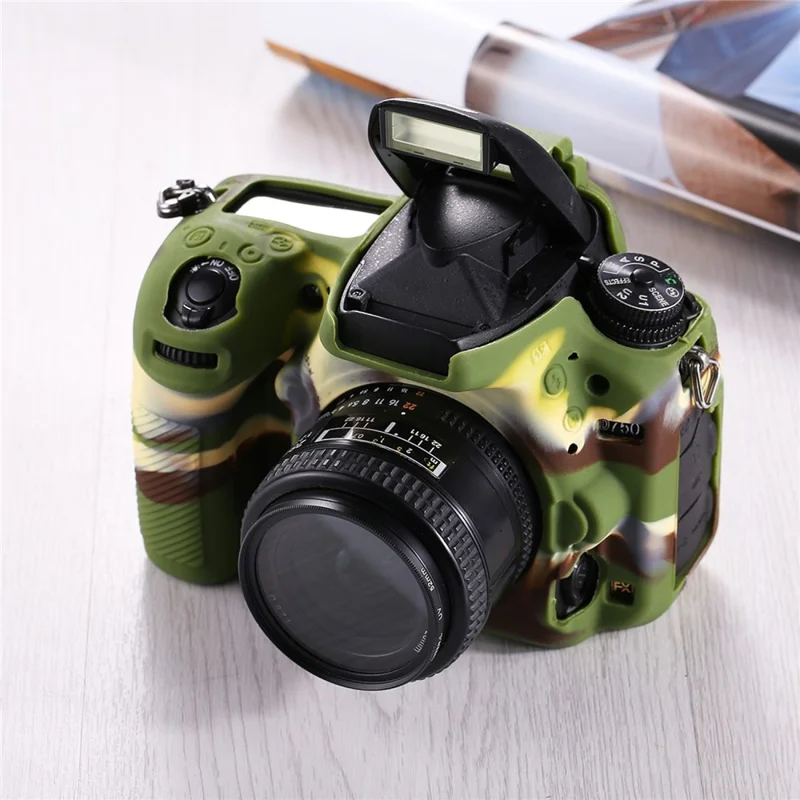 PULUZ PU7103 Camera Case for Nikon D750 Soft Silicone Protective Cover Housing Skin - Camouflage