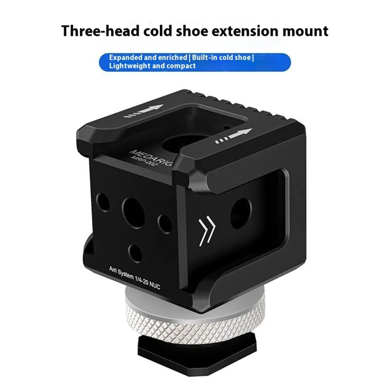 MEDARIG MRP-002 Camera Mini Triple Cold Shoe Expansion Mount Aluminum Alloy Adapter