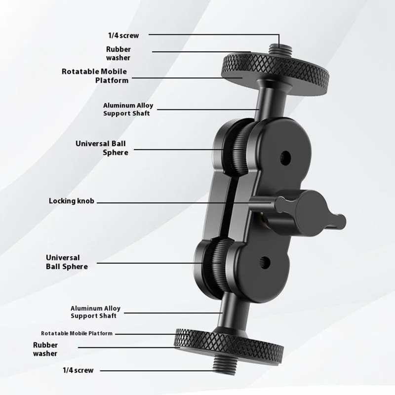 Bras de support flexible avec interface à vis 1/4 en alliage d'aluminium MPR-003 pour appareil photo reflex numérique
