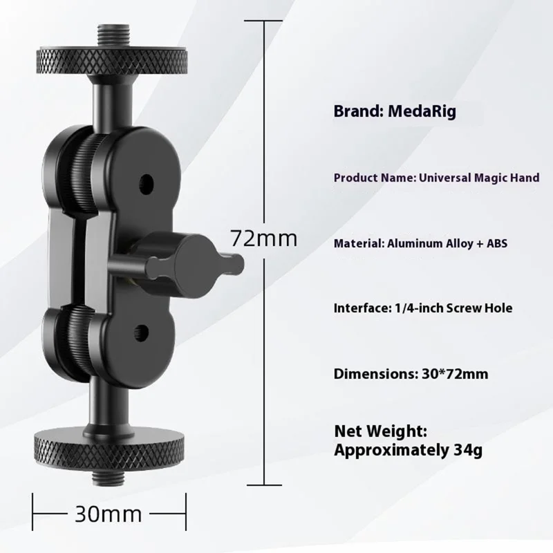 Bras de support flexible avec interface à vis 1/4 en alliage d'aluminium MPR-003 pour appareil photo reflex numérique