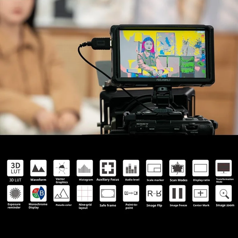 FEELWORLD FW568 PRO 6 Inch Camera Monitor 1200nit High Brightness HD Display Screen for DSLR / Mirrorless Cameras