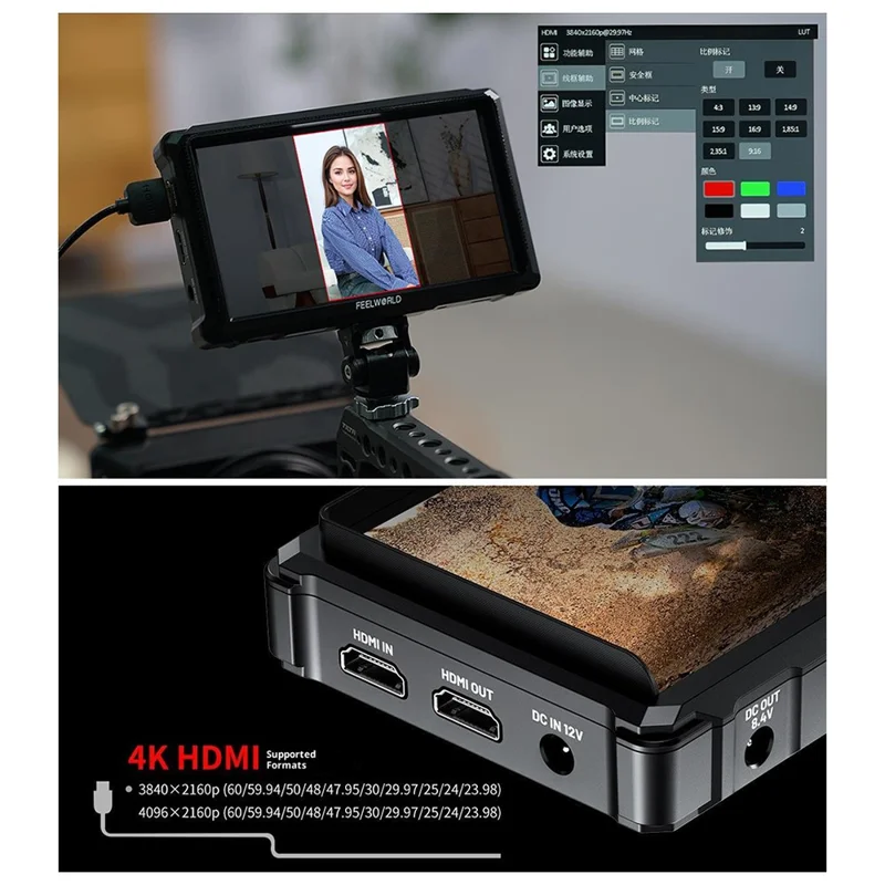 FEELWORLD FW568 PRO 6 Inch Camera Monitor 1200nit High Brightness HD Display Screen for DSLR / Mirrorless Cameras