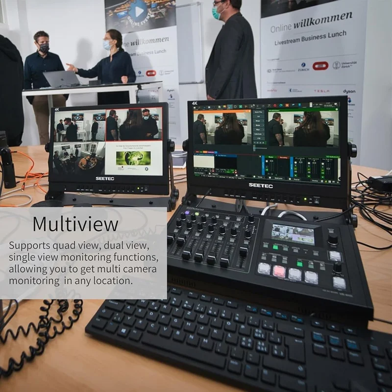 SEETEC ATEM156 For ATEM Mini Pro 15.6 Inch Broadcast Monitor Video Switcher Mixer Studio TV Screen Live Streaming Director Display - US Plug