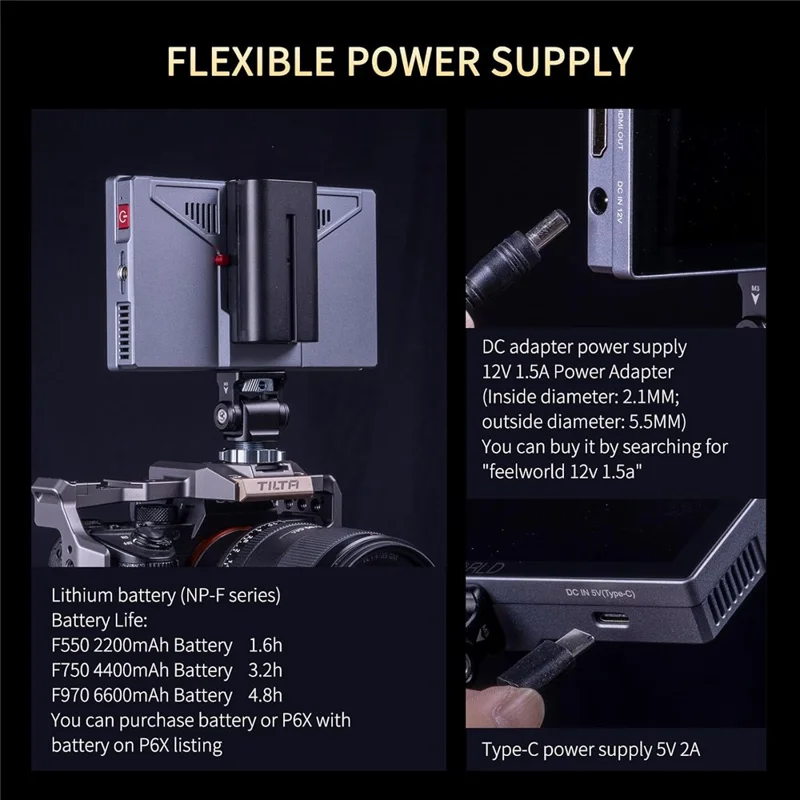 FEELWORLD P6X 5.5 Inch 4K Monitor HD Display Screen High Definition Touch Monitor for DSLR Mirrorless Cameras