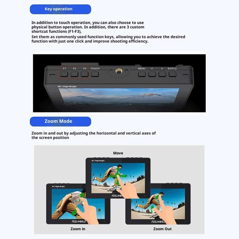 FEELWORLD F5PROX 5.5 Inch 4K HD Monitor 1600nit for DSLR / Mirrorless Camera Photography / Directing