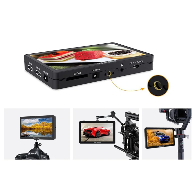 FEELWORLD F6 PLUS V2 4K Photography Monitor 6 Inch Touch Screen Display for DSLR / Mirrorless Camera Accessory