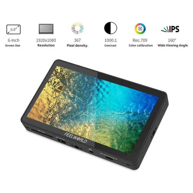 FEELWORLD F6 PLUS V2 4K Photography Monitor 6 Inch Touch Screen Display for DSLR / Mirrorless Camera Accessory