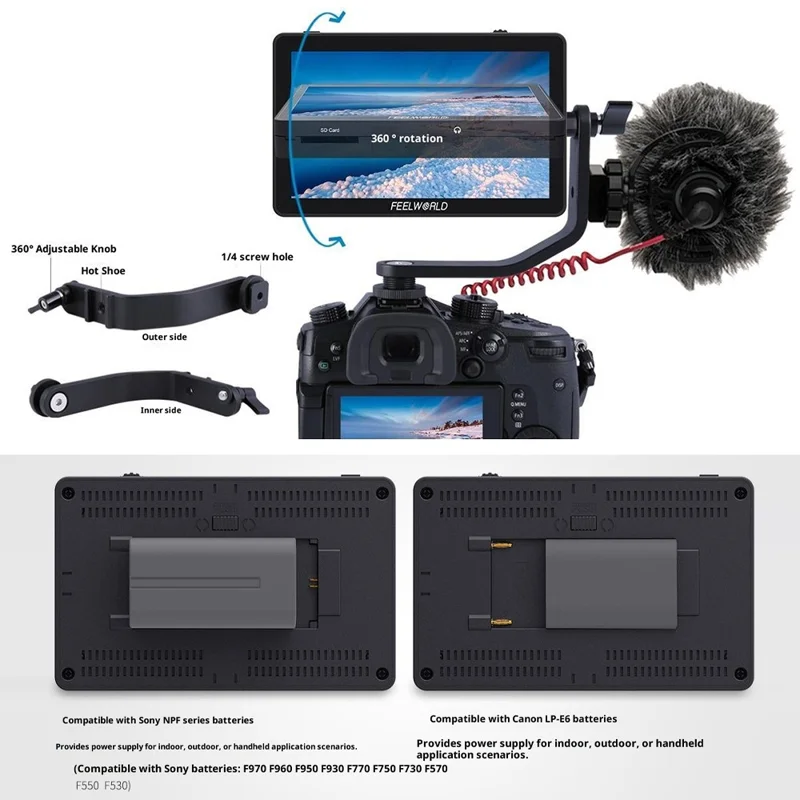FEELWORLD F6 PLUS V2 4K Photography Monitor 6 Inch Touch Screen Display for DSLR / Mirrorless Camera Accessory