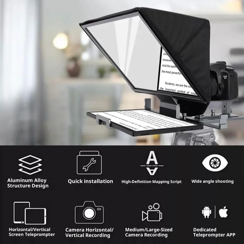 FEELWORLD TP16 11 Inch Camera Teleprompter Portable Folding Prompter  /  Video Recording Screen for DSLR  /  Smartphone  /  Live Streaming