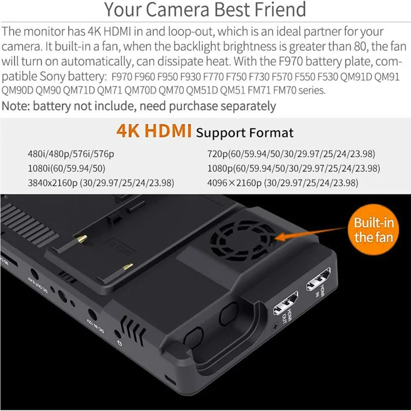 FEELWORLD LUT6 6 inch 4K HD Monitor 1920x1080 IPS Full HD 2600nit High Brightness Display Screen for Photography / Videography