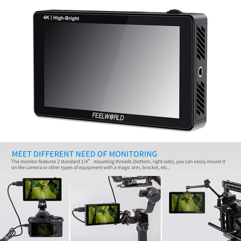 FEELWORLD LUT5E 5,5 tum 4K HD-monitor 1920x1080 IPS Full HD 1600nit Hög ljusstyrka Skärm för fotografering / videoproduktion