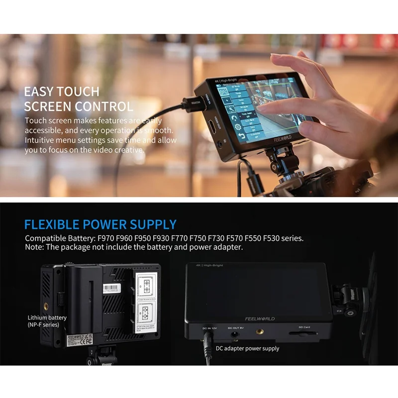 FEELWORLD LUT5E 5,5 tum 4K HD-monitor 1920x1080 IPS Full HD 1600nit Hög ljusstyrka Skärm för fotografering / videoproduktion