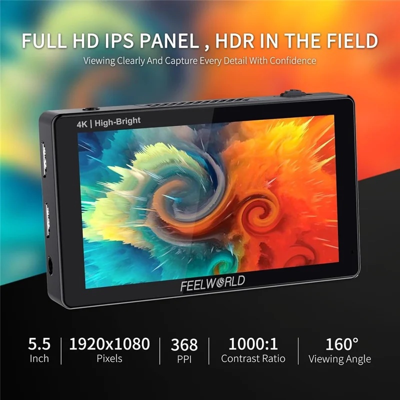 FEELWORLD LUT5E 5,5 tum 4K HD-monitor 1920x1080 IPS Full HD 1600nit Hög ljusstyrka Skärm för fotografering / videoproduktion