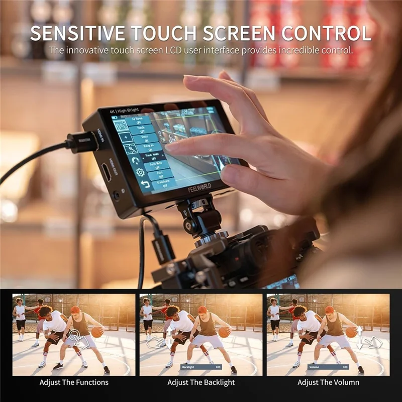 FEELWORLD LUT5E 5,5 tum 4K HD-monitor 1920x1080 IPS Full HD 1600nit Hög ljusstyrka Skärm för fotografering / videoproduktion