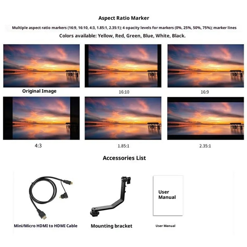 FEELWORLD LUT7 7 cali 4K HD Monitor Kamerowy 2200 Nit Wysoki Jasności Ekran do Fotografii Wideo z Kamer DSLR / Bezlustrzanych