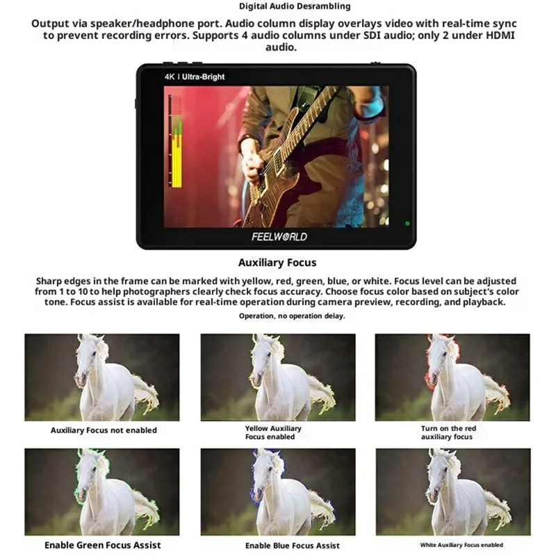 FEELWORLD LUT7 7 cali 4K HD Monitor Kamerowy 2200 Nit Wysoki Jasności Ekran do Fotografii Wideo z Kamer DSLR / Bezlustrzanych