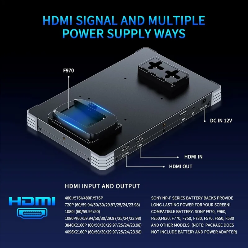 FEELWORLD T10 10,1 tum 4K kameramonitor, extern display för DSLR-/speglösa kameror