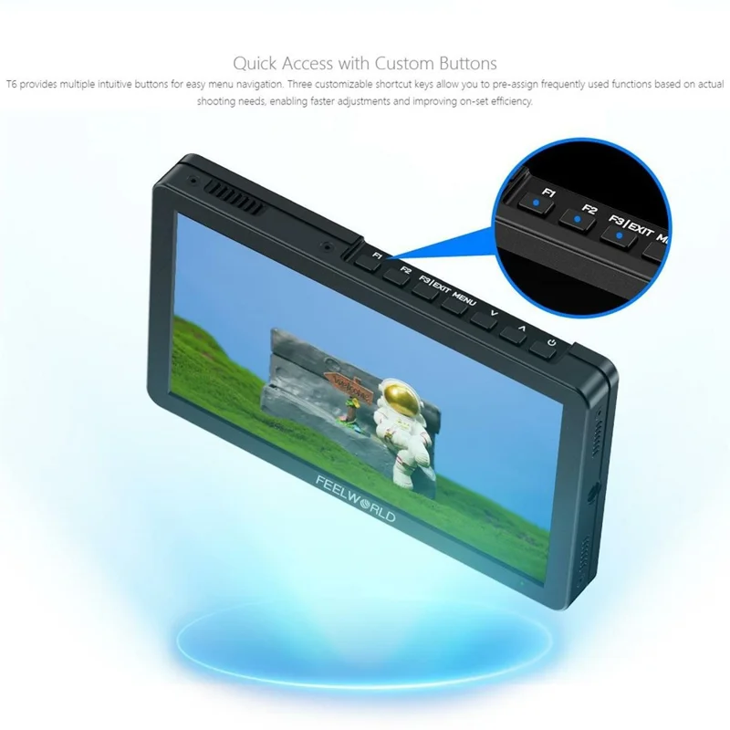 FEELWORLD T6 6 Inch Camera Monitor Aluminum DSLR / Mirrorless Camera External HD IPS Display for Photography