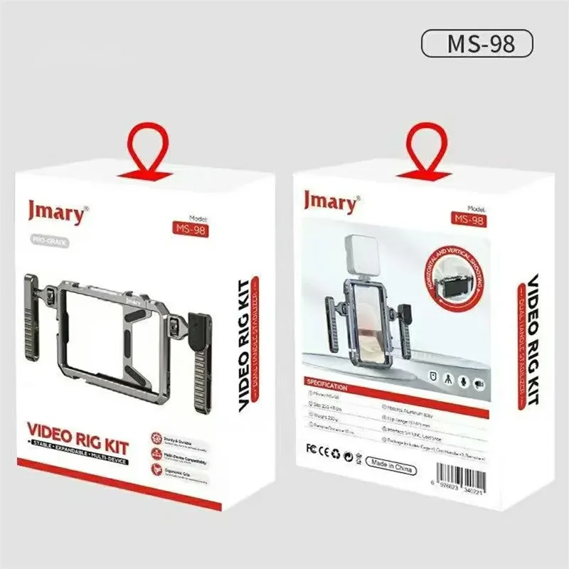 JMARY MS-98 Aluminum Alloy Smartphone Video Rig Stabilizer Frame Vlogging Cage Kit Wireless Remote Control