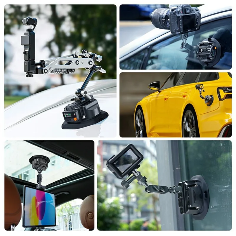 SX-PJ01 4.5 inch Action Camera Electric Suction Cup with Smart Digital Display HD Camera Shooting Stand for Car Panoramic Photography