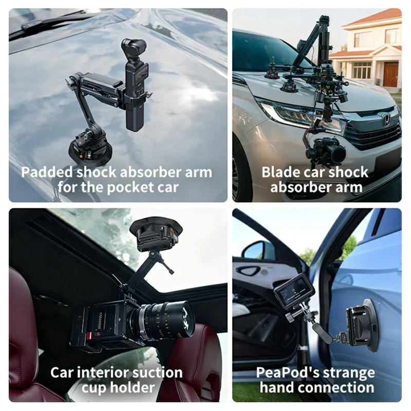 SX-PJ01 4.5 inch Action Camera Electric Suction Cup with Smart Digital Display HD Camera Shooting Stand for Car Panoramic Photography