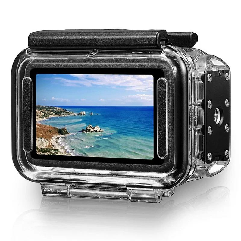 030 164FT / 50m Estojo à Prova d'Água para DJI Osmo Action 5 Pro / 4 / 3 Habitação de Mergulho em ABS com Lente Plana de Vidro Grande