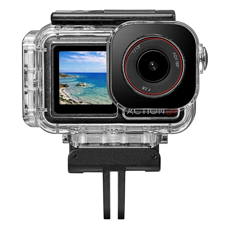 030 164FT / 50m Estojo à Prova d'Água para DJI Osmo Action 5 Pro / 4 / 3 Habitação de Mergulho em ABS com Lente Plana de Vidro Grande