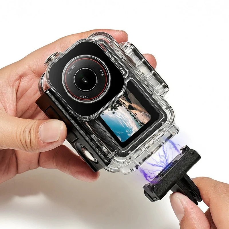 030 164FT / 50m Estojo à Prova d'Água para DJI Osmo Action 5 Pro / 4 / 3 Habitação de Mergulho em ABS com Lente Plana de Vidro Grande