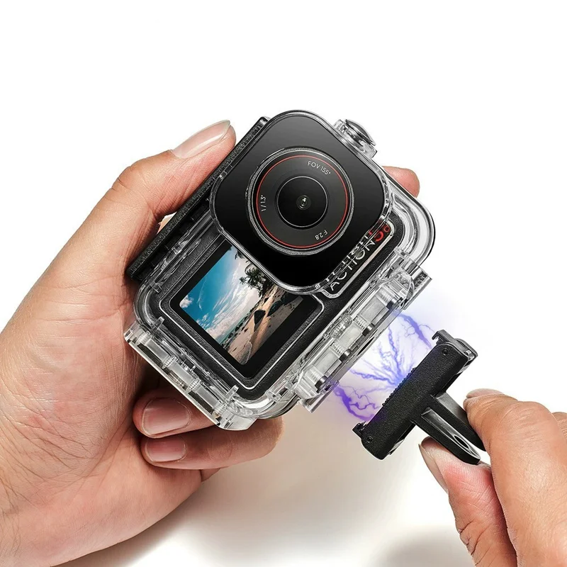 030 164FT / 50m Estojo à Prova d'Água para DJI Osmo Action 5 Pro / 4 / 3 Habitação de Mergulho em ABS com Lente Plana de Vidro Grande