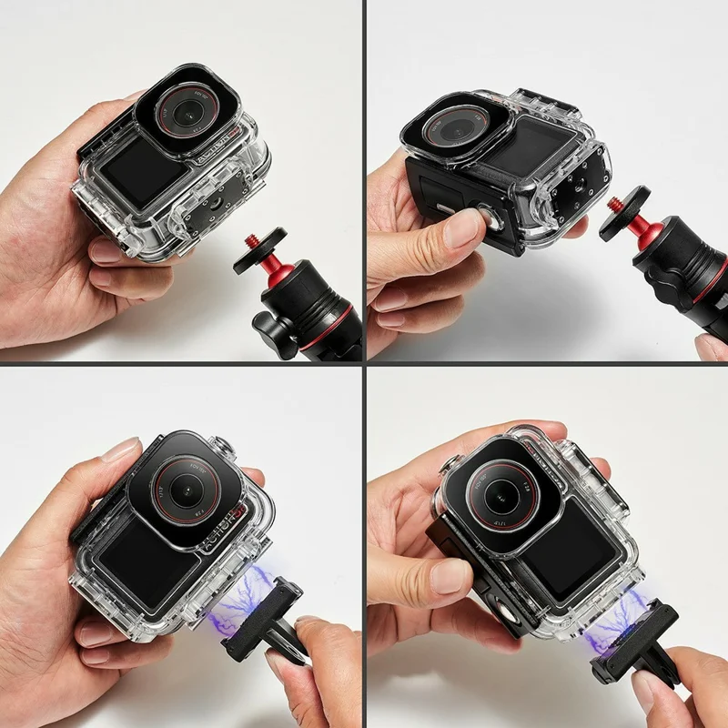 030 164FT / 50m Estojo à Prova d'Água para DJI Osmo Action 5 Pro / 4 / 3 Habitação de Mergulho em ABS com Lente Plana de Vidro Grande