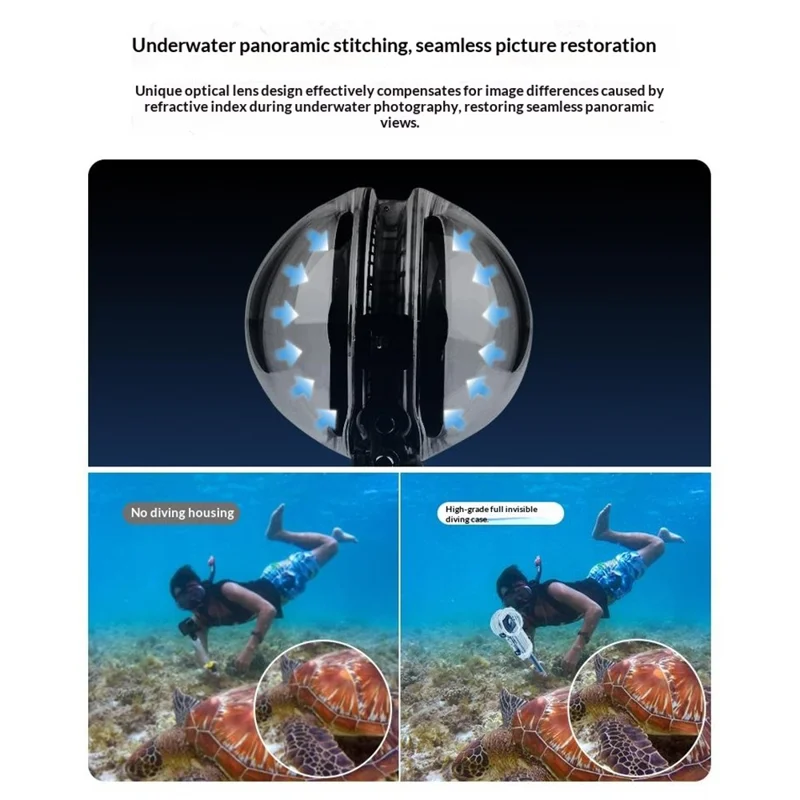 Voor Insta360 X5 Actioncamera Waterdichte Beschermhoes Onzichtbare Duikhoes 50m Diepte Onderwaterbehuising