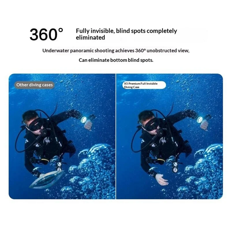 Voor Insta360 X5 Actioncamera Waterdichte Beschermhoes Onzichtbare Duikhoes 50m Diepte Onderwaterbehuising