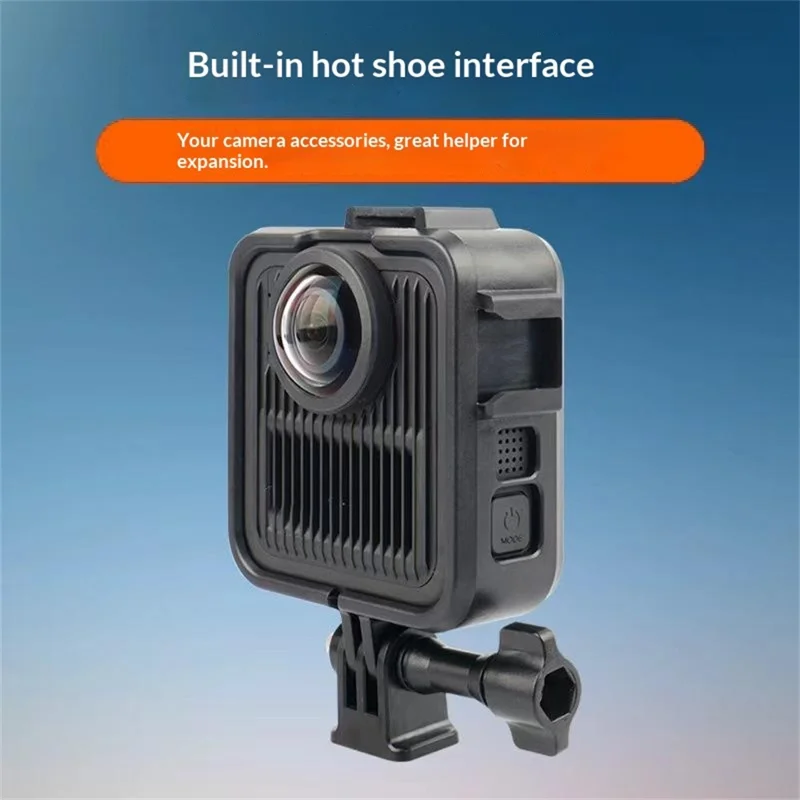For GoPro MAX2 Hard PC Camera Cage Expansion Frame Protective Case with Cold Shoe Mount Action Camera Accessory