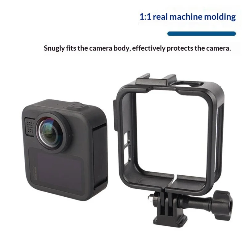 For GoPro MAX2 Hard PC Camera Cage Expansion Frame Protective Case with Cold Shoe Mount Action Camera Accessory