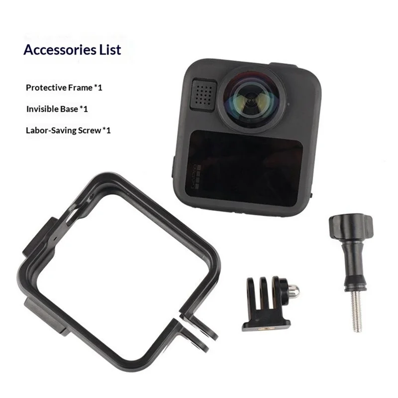 For GoPro MAX2 Hard PC Camera Cage Expansion Frame Protective Case with Cold Shoe Mount Action Camera Accessory