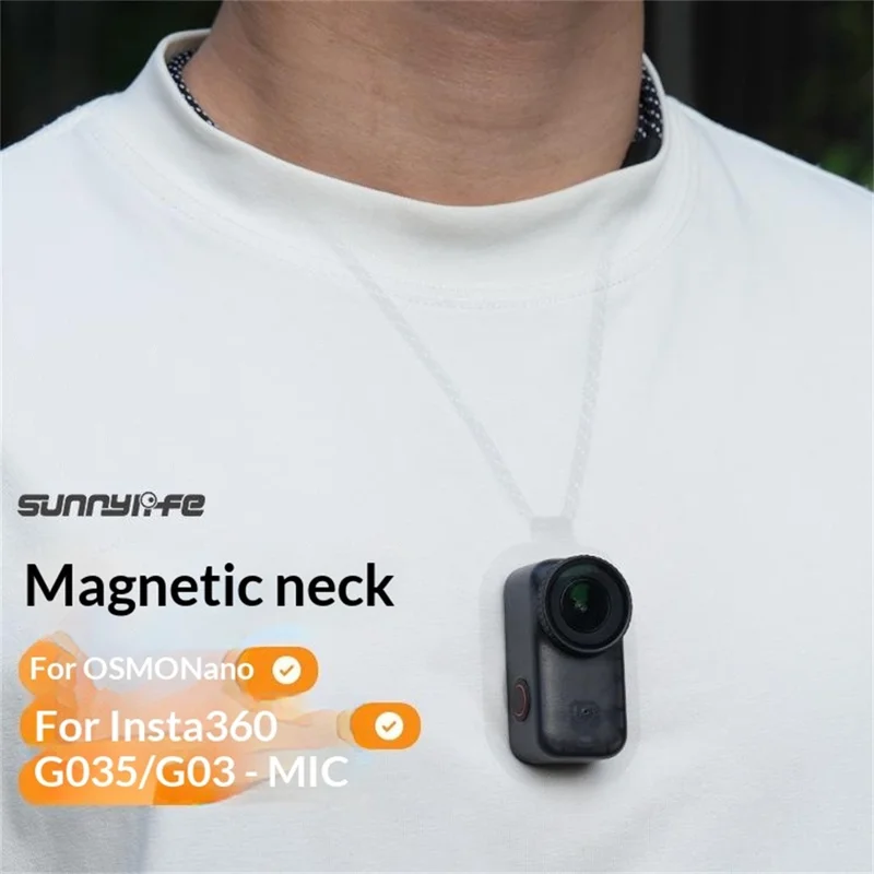 SUNNYLIFE ON-ZJ112 For DJI Osmo Nano  /  Mic  /  Insta360 GO 3  /  3S Magnetic Neck Strap POV Shooting Microphone Holder - Black