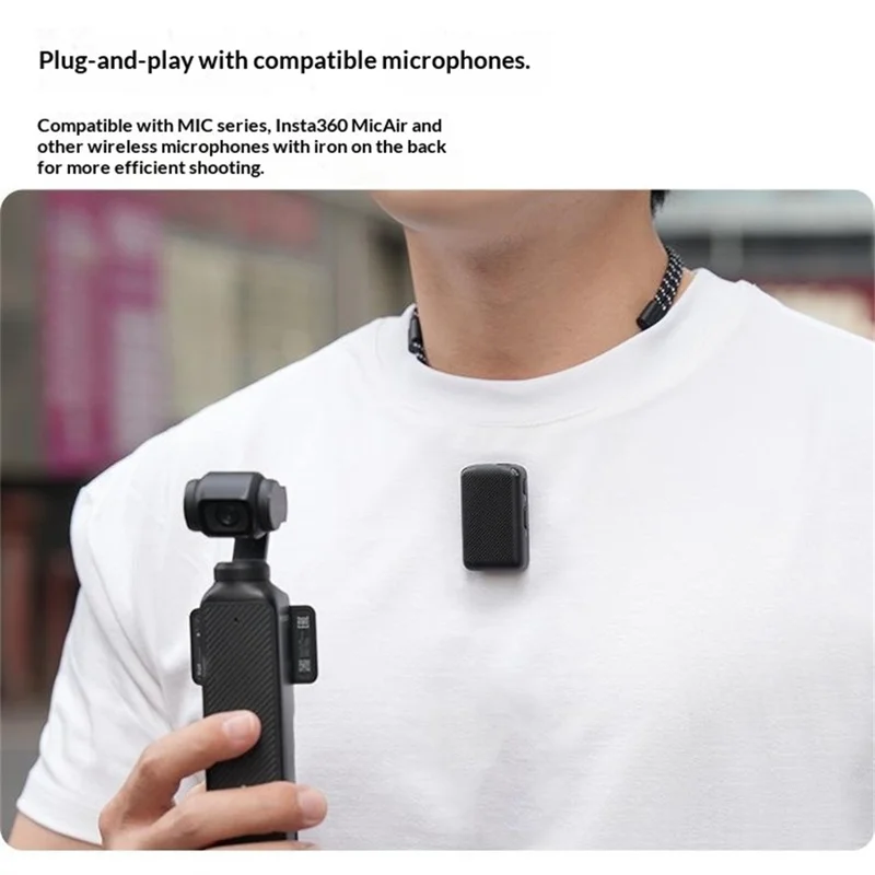 SUNNYLIFE ON-ZJ112 For DJI Osmo Nano  /  Mic  /  Insta360 GO 3  /  3S Magnetic Neck Strap POV Shooting Microphone Holder - Black