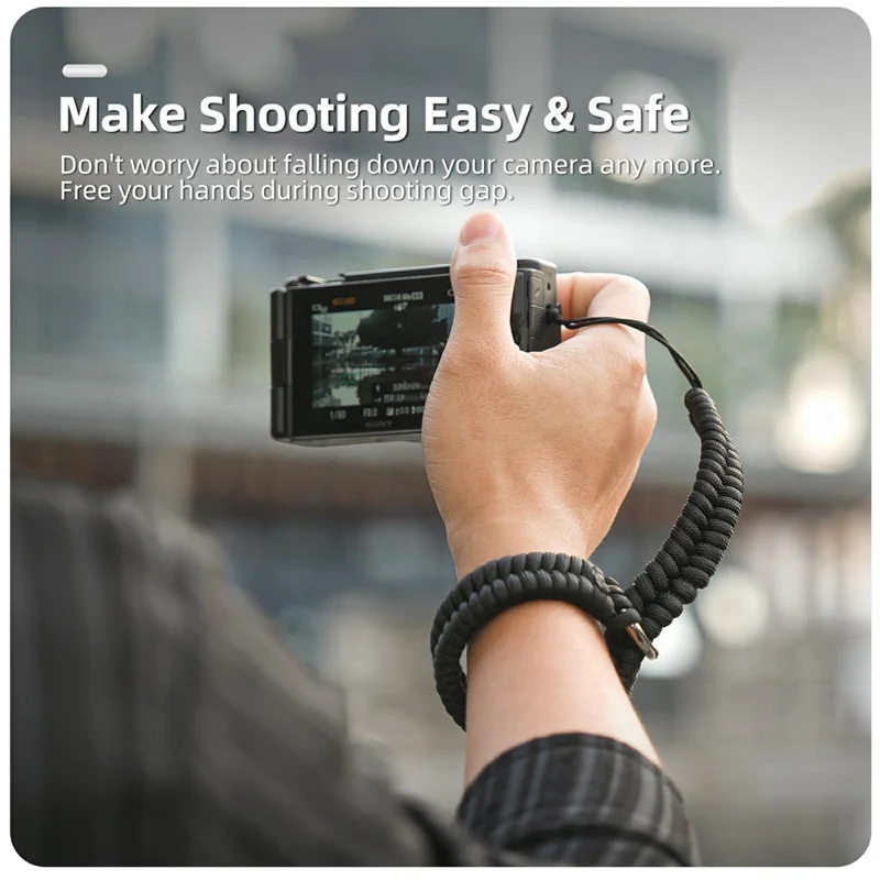SUNNYLIFE GS039 Universal Action Camera Wrist Strap Anti-Loss Braided Hand Strap with 1 / 4 inch Carbon Steel Screw - Grey