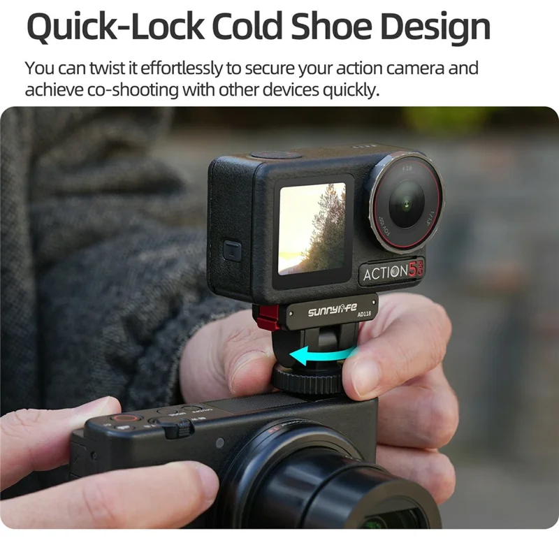 SUNNYLIFE AD118 Magnetic Quick Release Adapter for DJI Osmo 360  /  Action 5 Pro  /  4  /  3  /  2 Adjustable Camera Mount