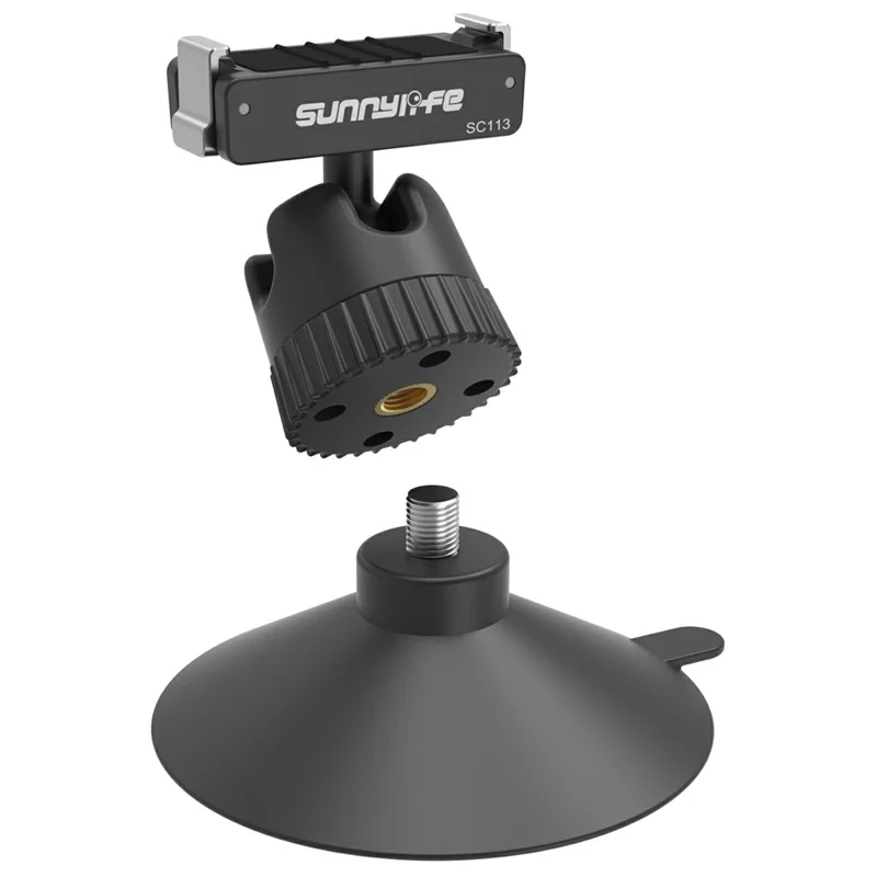 SUNNYLIFE ON-SC113 Für DJI Osmo Action 6 / Nano Zweirichtungs-Magnet-Schnellwechsel-Kugelkopf-Saugheber-Halterung - Schwarz
