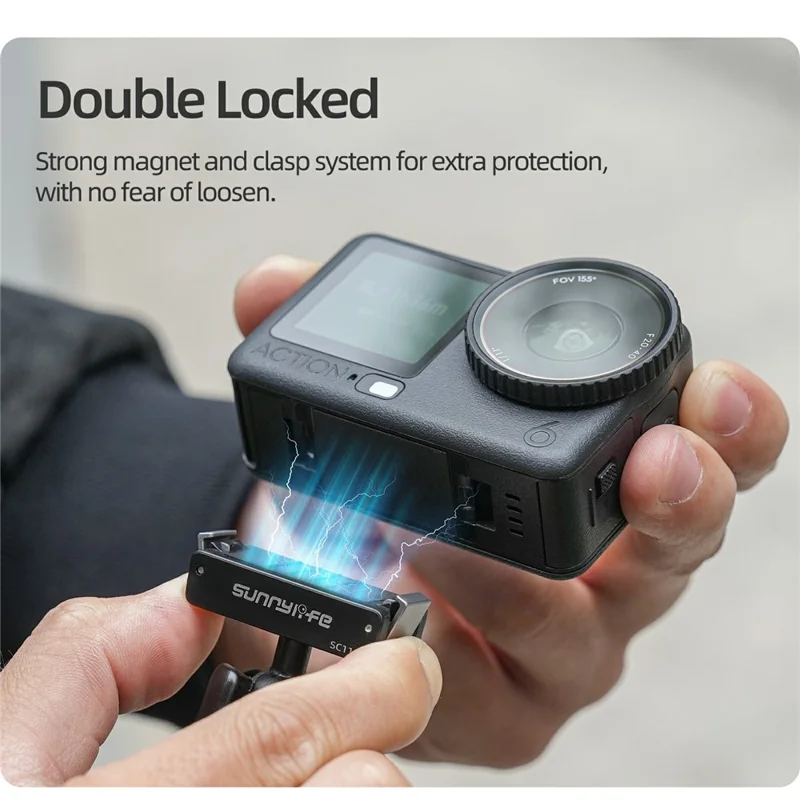 SUNNYLIFE ON-SC113 Für DJI Osmo Action 6 / Nano Zweirichtungs-Magnet-Schnellwechsel-Kugelkopf-Saugheber-Halterung - Schwarz
