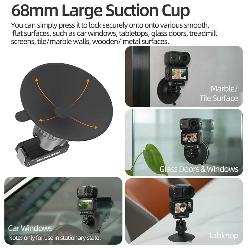 SUNNYLIFE ON-SC113 Für DJI Osmo Action 6 / Nano Zweirichtungs-Magnet-Schnellwechsel-Kugelkopf-Saugheber-Halterung - Schwarz