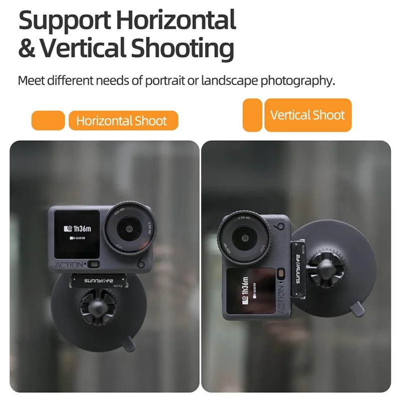 SUNNYLIFE ON-SC113 Für DJI Osmo Action 6 / Nano Zweirichtungs-Magnet-Schnellwechsel-Kugelkopf-Saugheber-Halterung - Schwarz