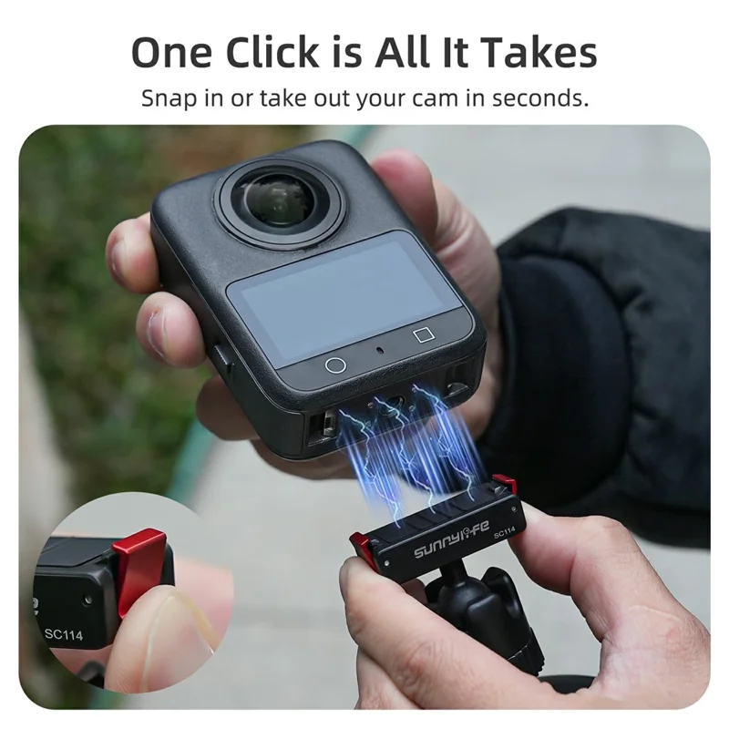 SUNNYLIFE SC114 Magnetische Schnellwechsel-Kugelgelenk-Saugnapfhalterung für DJI Osmo 360 / Action 5 Pro / 4 / 3 Kamera